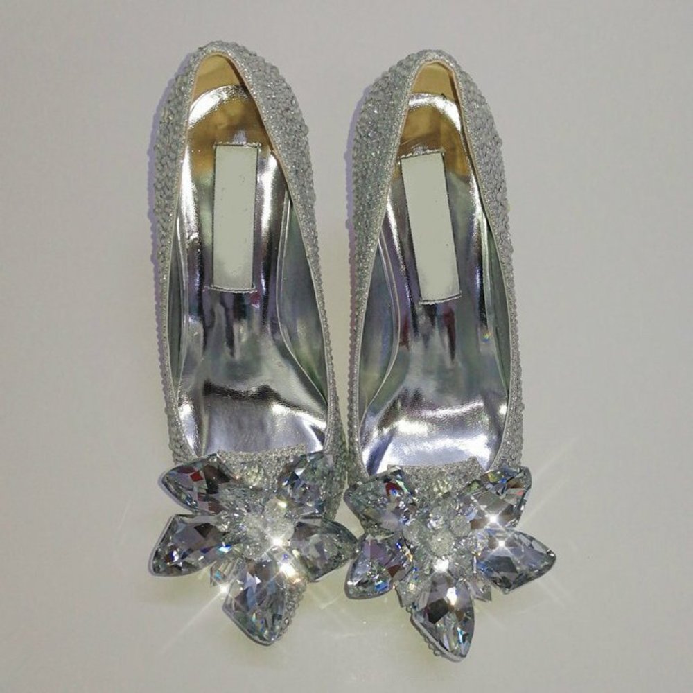 NWT Cinderella Shoes Sparkling Bling Swarovski Crystal Rhinestone Wedding Shoes - Picture 3 of 7